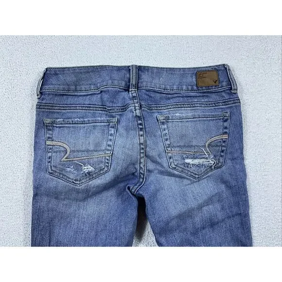 American Eagle Outfitters Artist Jeans 2 Regular Double Button Stretch Distress - Picture 9 of 9